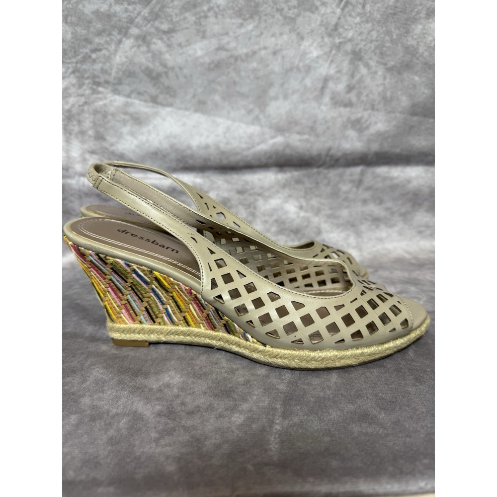 Womens Slingback Wedge color weaved "Whist" taupe cut out heels  size‎ 8.5 NWD - Picture 3 of 15